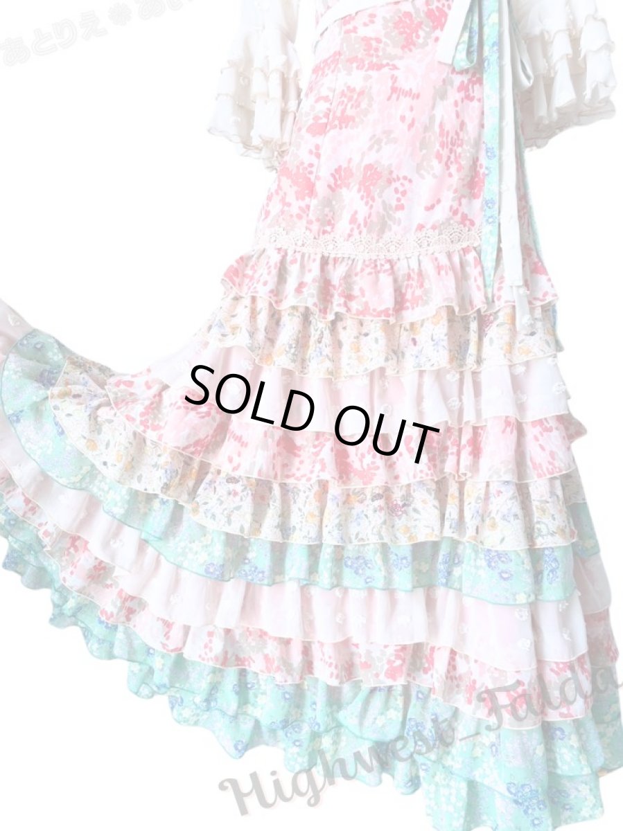 画像2: 《即納品》ハイウエストファルダ、10段フリル、ウエストリボン (2)