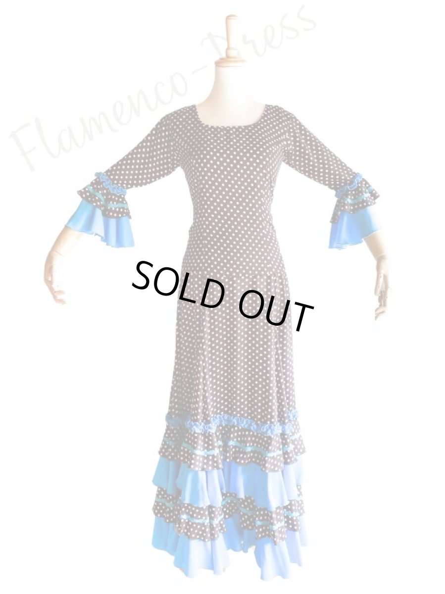 画像1: ツーピースドレス、ミニドット、チョコ (1)