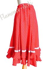 画像1: SALE《即納品》女児用ファルダ、フリル2段、レッド丈70cm (1)