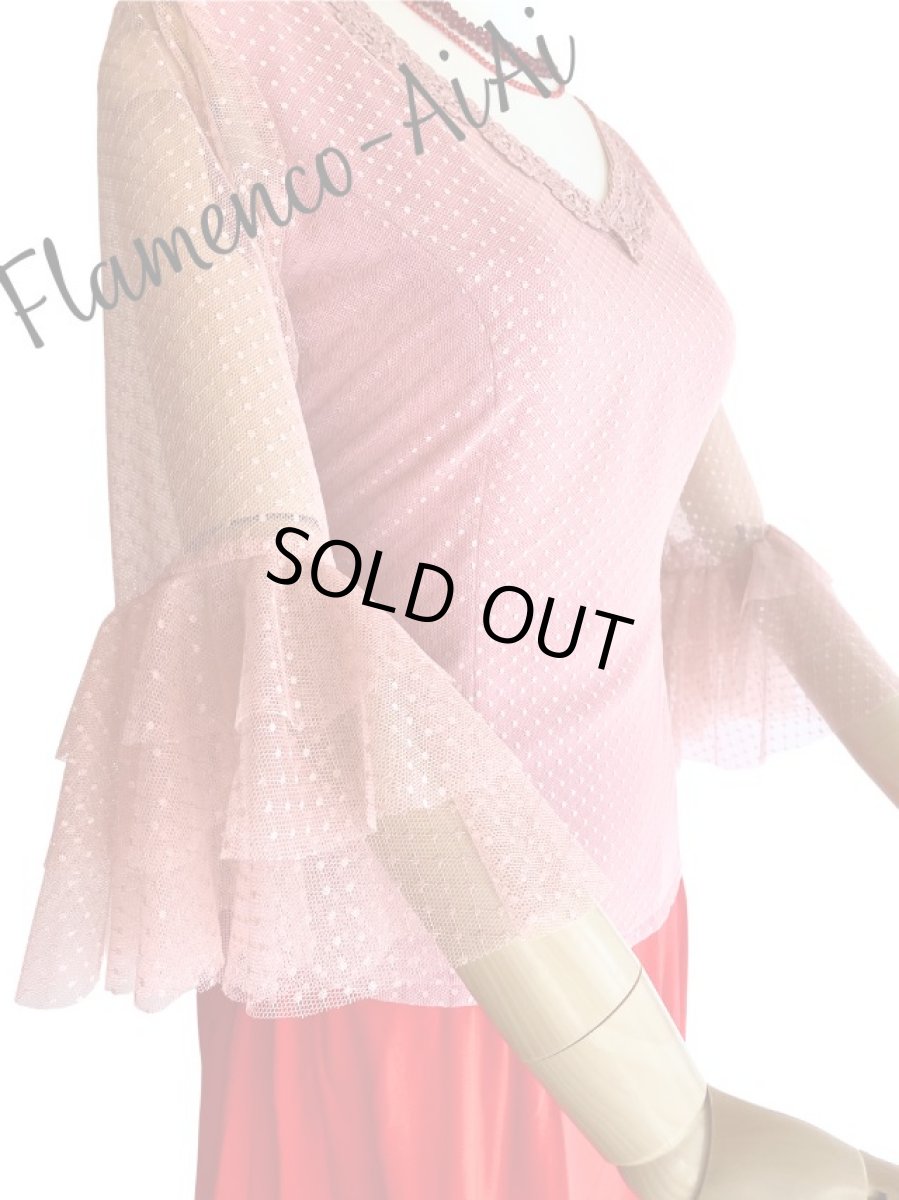 画像2: くすみピンクのチュールレース、Mサイズ (2)