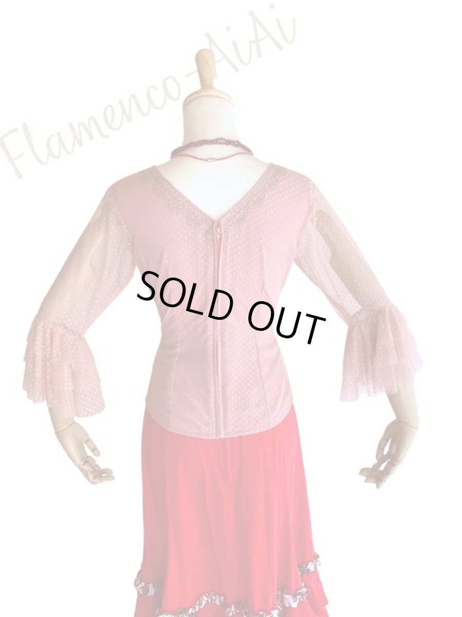 画像3: くすみピンクのチュールレース、Mサイズ (3)