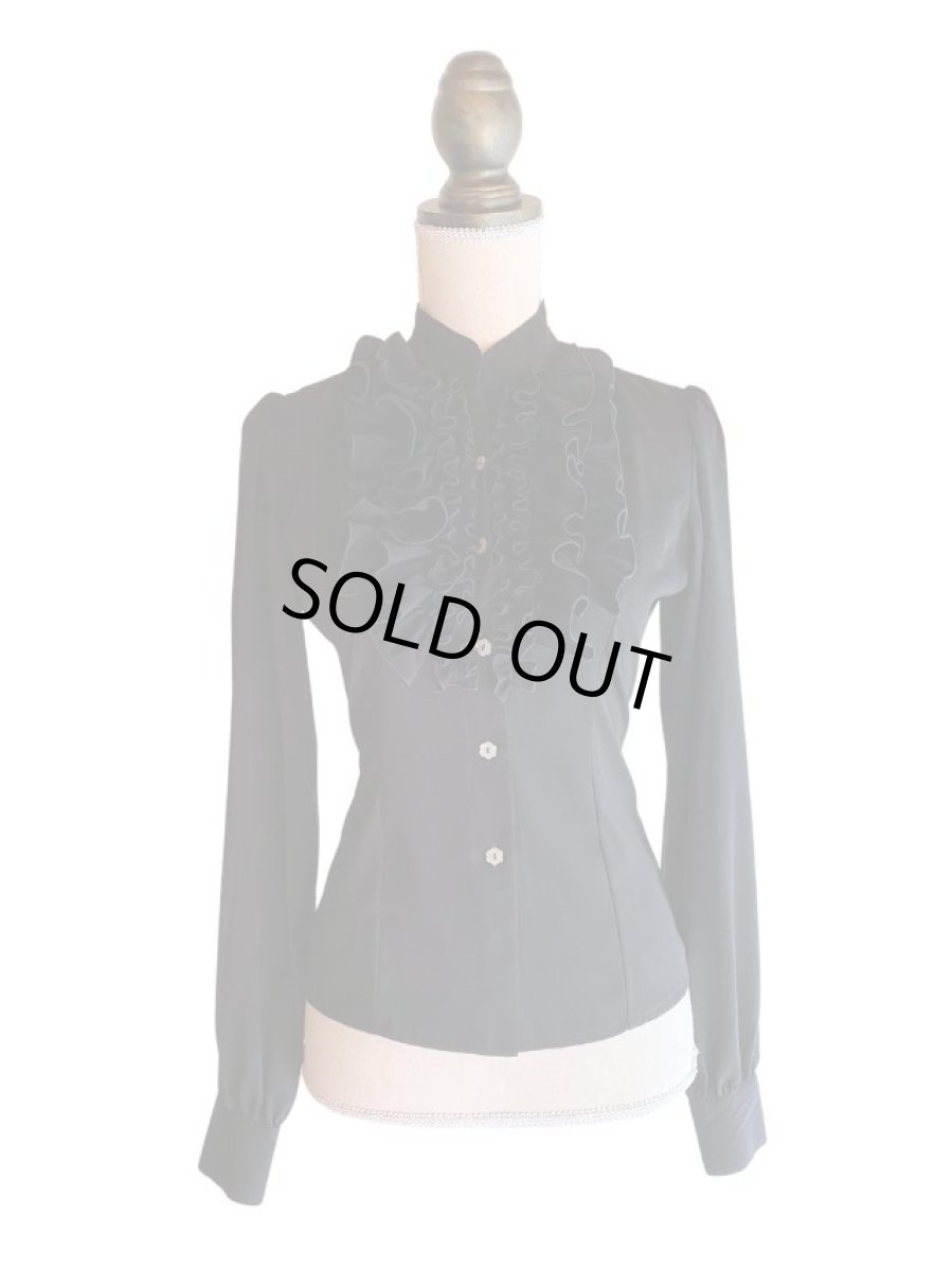 画像1: 即納品_マニッシュブラウス、ブラック (1)