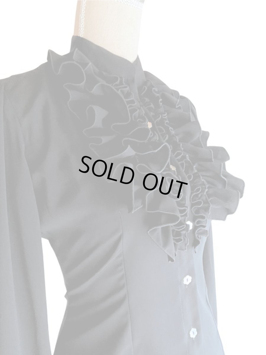 画像2: 即納品_マニッシュブラウス、ブラック (2)