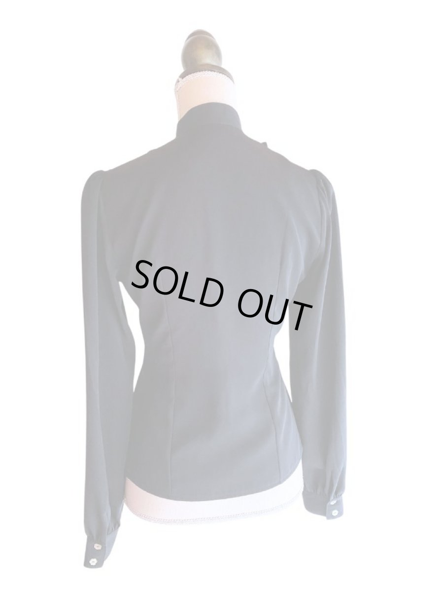 画像4: 即納品_マニッシュブラウス、ブラック (4)