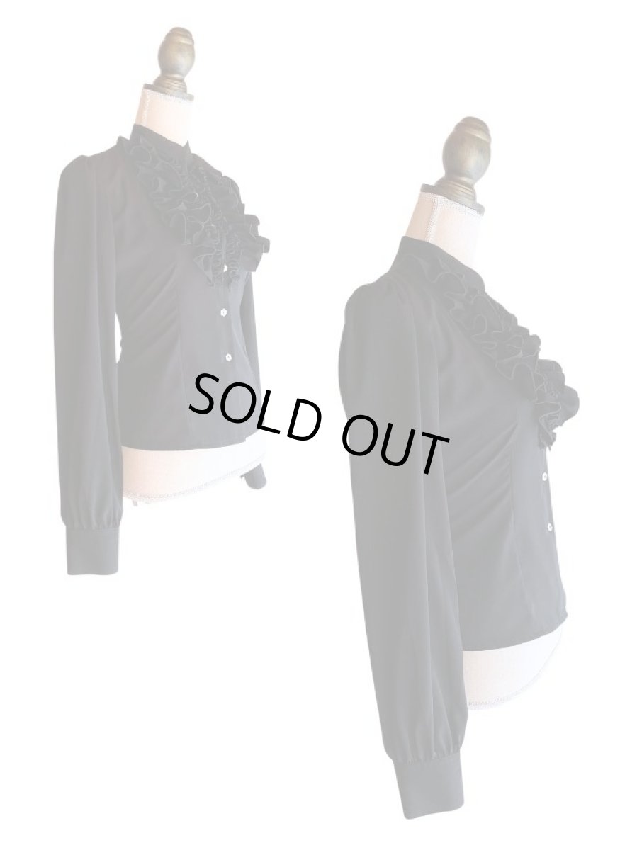 画像3: 即納品_マニッシュブラウス、ブラック (3)