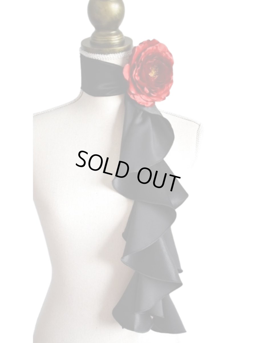 画像1: スカーフ、スパイラル、サテン生地、ブラック (1)