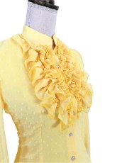 画像1: 新作SALE☆マニッシュブラウス、立体水玉、イエロー (1)