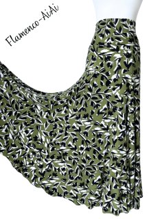 フラメンコ 新品 手作り軽量ファルダ ストレッチ 白青緑 花柄 フリーサイズ 撥水加工 ナイロンオックスプリント生地 花柄生地の通販|ノムラ