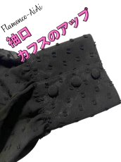 画像6: 10％OFF_ロングスリーブ、立体水玉、ブラック、ボタンは共布の黒 (6)