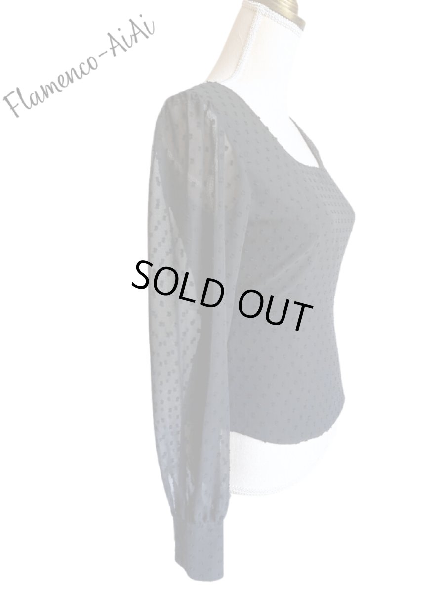 画像3: ロングスリーブ、立体水玉、ブラック、ボタンは共布の黒 (3)