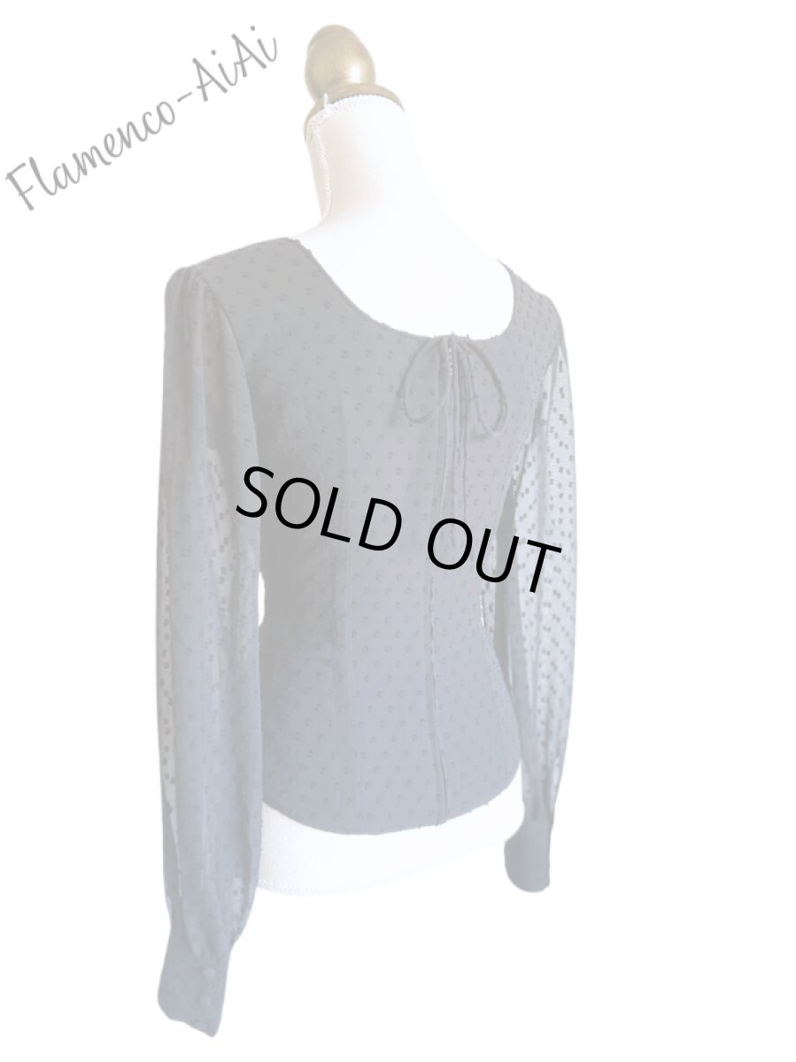 画像5: ロングスリーブ、立体水玉、ブラック、ボタンは共布の黒 (5)