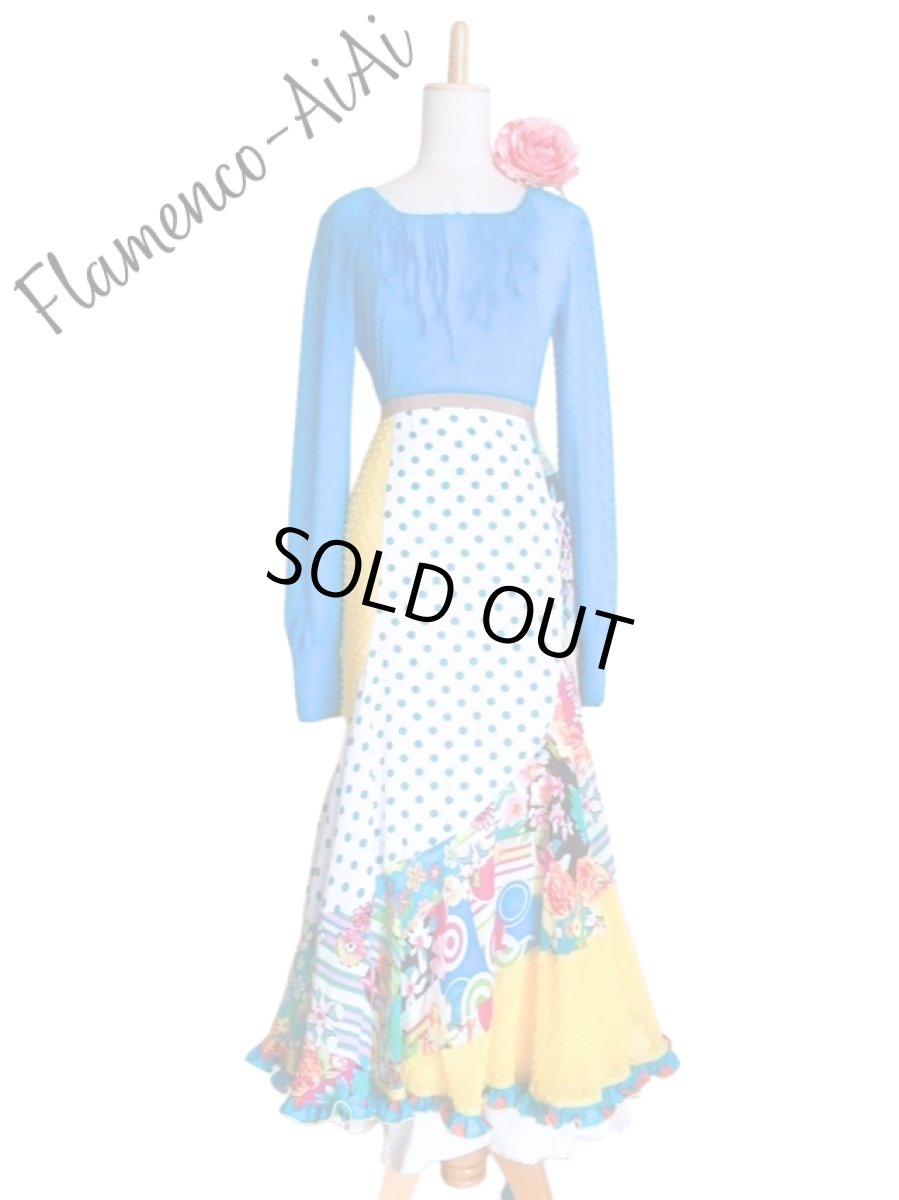 画像2: ブラウス、ブルー（他色でも作製できます） (2)