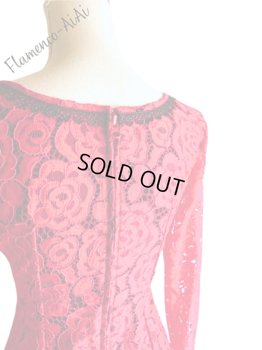 画像6: きれいレースのブラウス、ブラック×レッド、Lサイズ１点 (6)