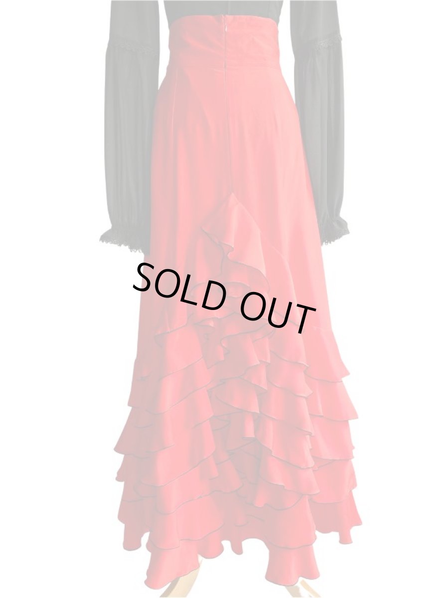 画像2: ハイウエストファルダ、バックマウンテンフリル10段、カーマイン (2)