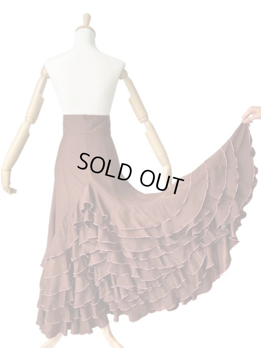 画像1: ハイウエストファルダ、バックマウンテンフリル10段、チョコ (1)