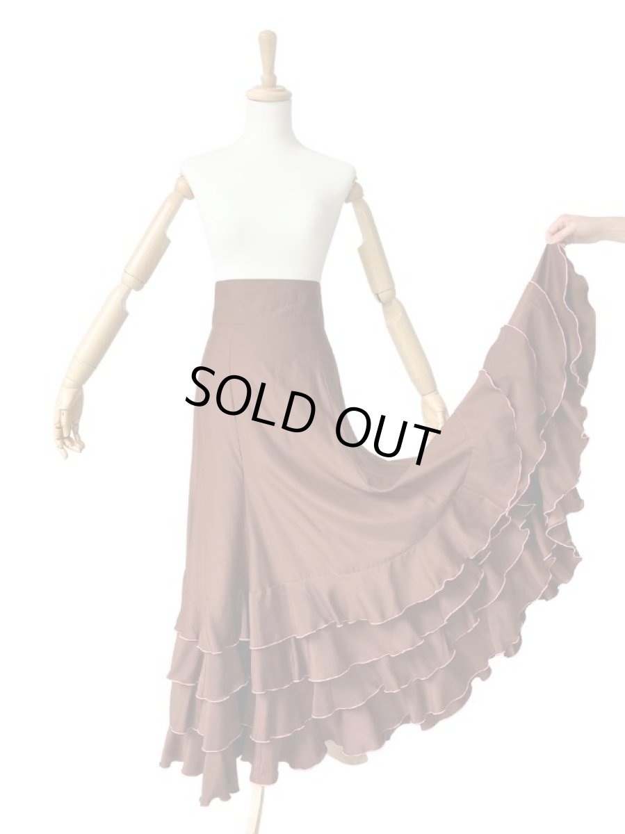 画像5: ハイウエストファルダ、バックマウンテンフリル10段、チョコ (5)