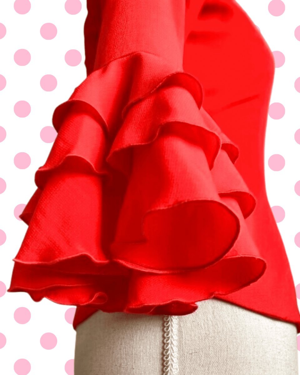 画像4: ブラウス、フリル3段、レッド (4)