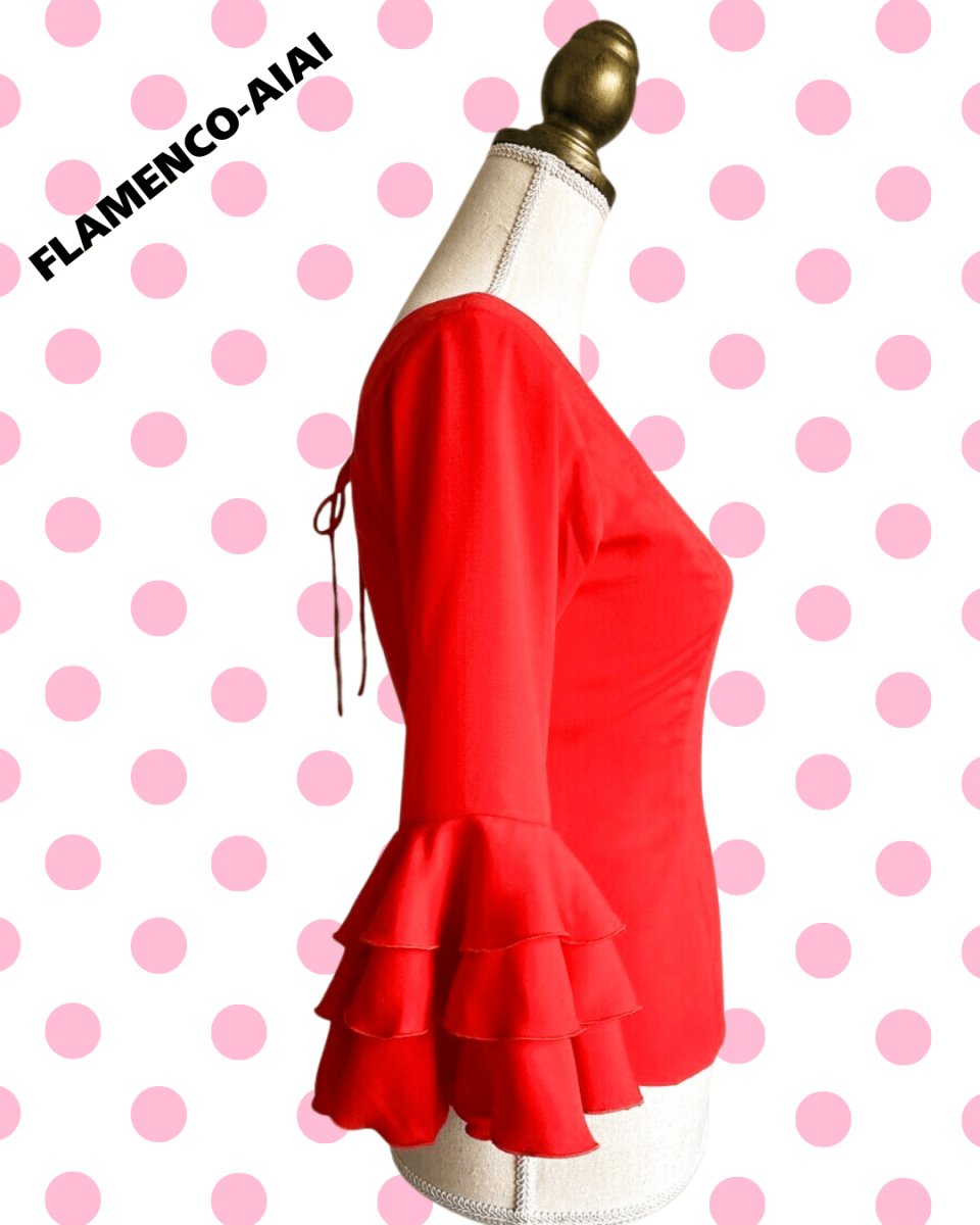 画像3: ブラウス、フリル3段、レッド (3)