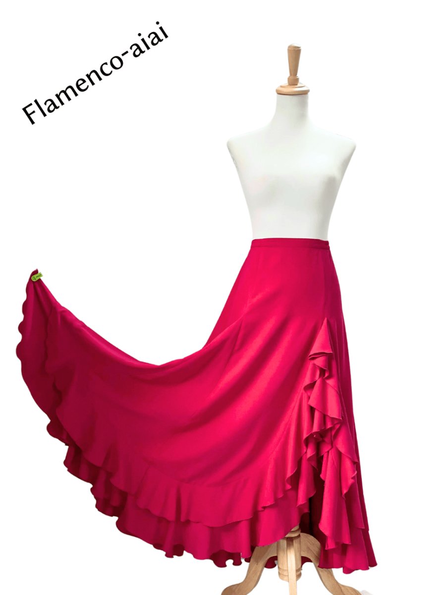 画像1: スリットファルダ、フリル2段、赤 (1)