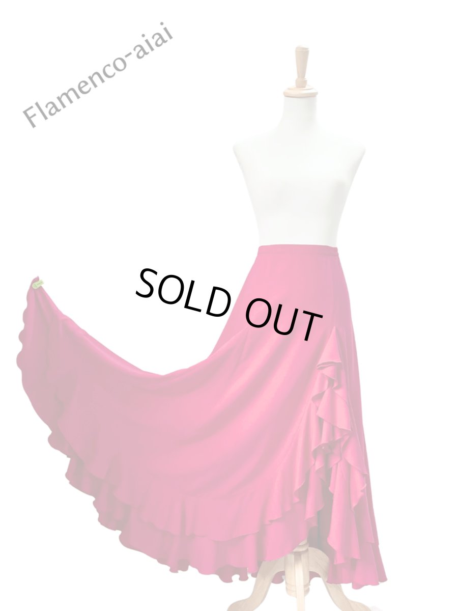 画像1: スリットファルダ、フリル2段、赤 (1)