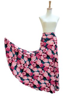 フラメンコスカート 黒とピンクのドット　（アトリエあいあい）　ファルダ フラメンコ衣装あとりえあいあい テーラーメイド商品や各種小物