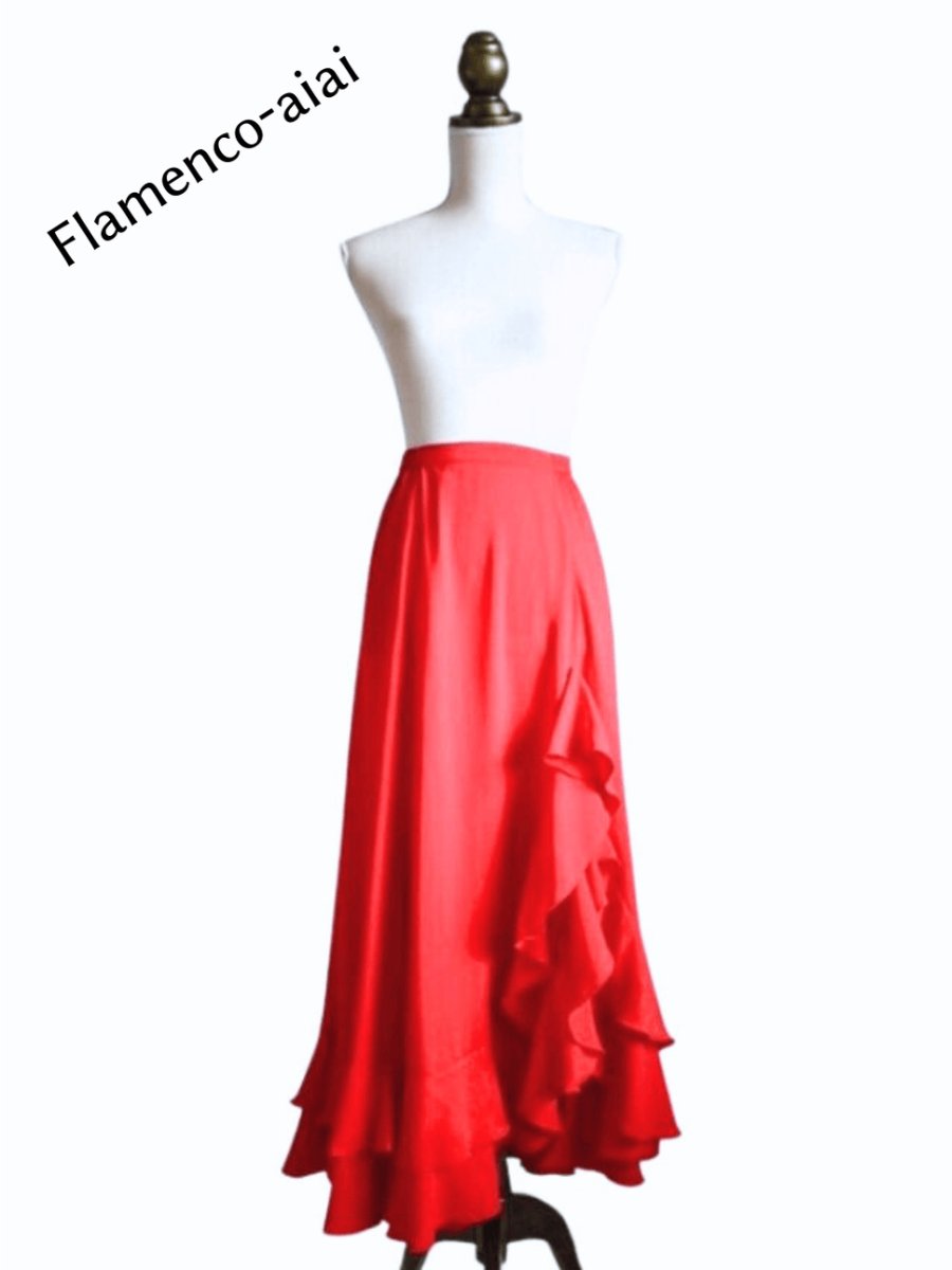 画像2: スリットファルダ、フリル2段、赤 (2)