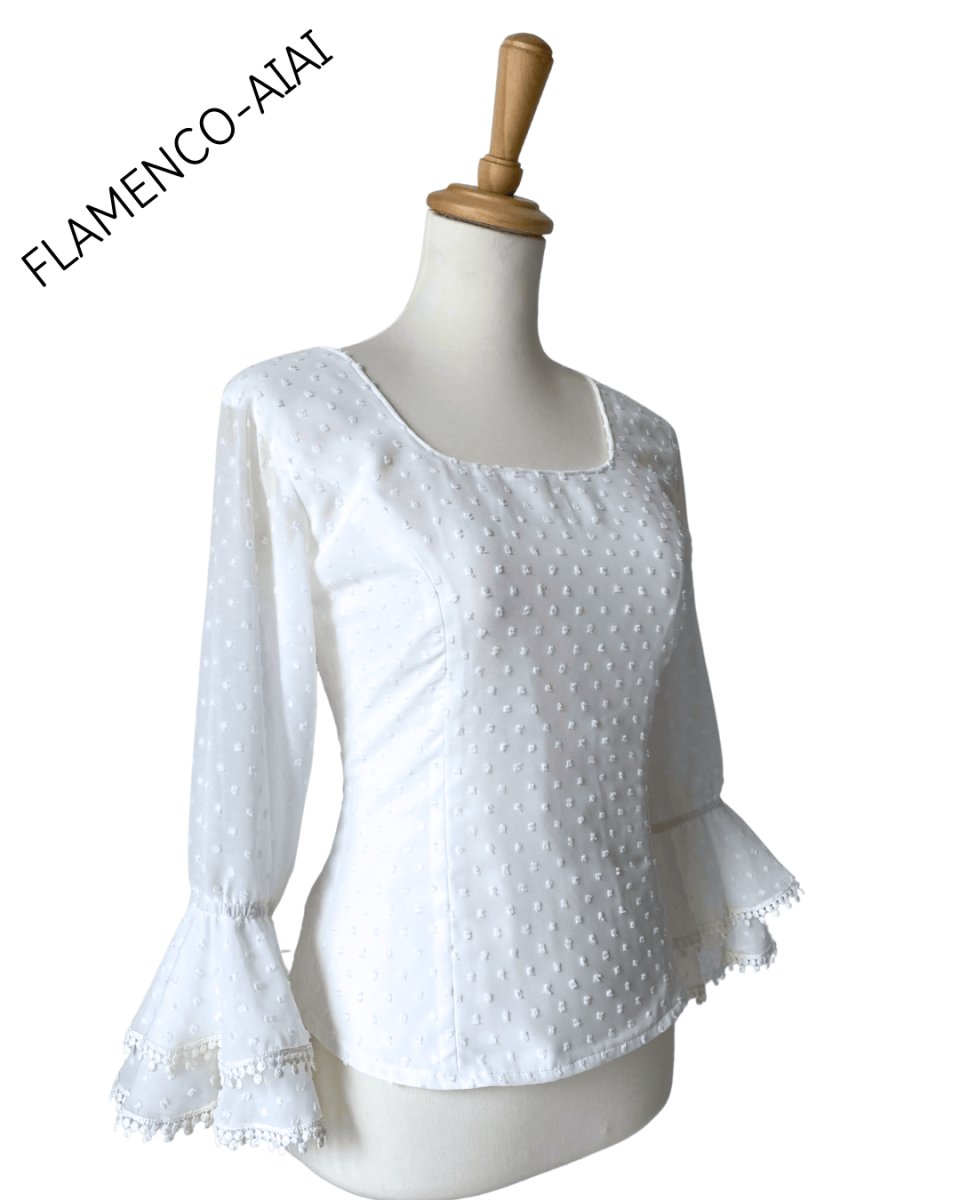 画像2: ブラウス、立体水玉、オフホワイト (2)