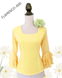 k*7様 新品未使用　フラメンコ　あいあい2段フリルポンポン付き袖　白ブラウス フラメンコ衣装あとりえあいあい テーラーメイド商品や各種小物