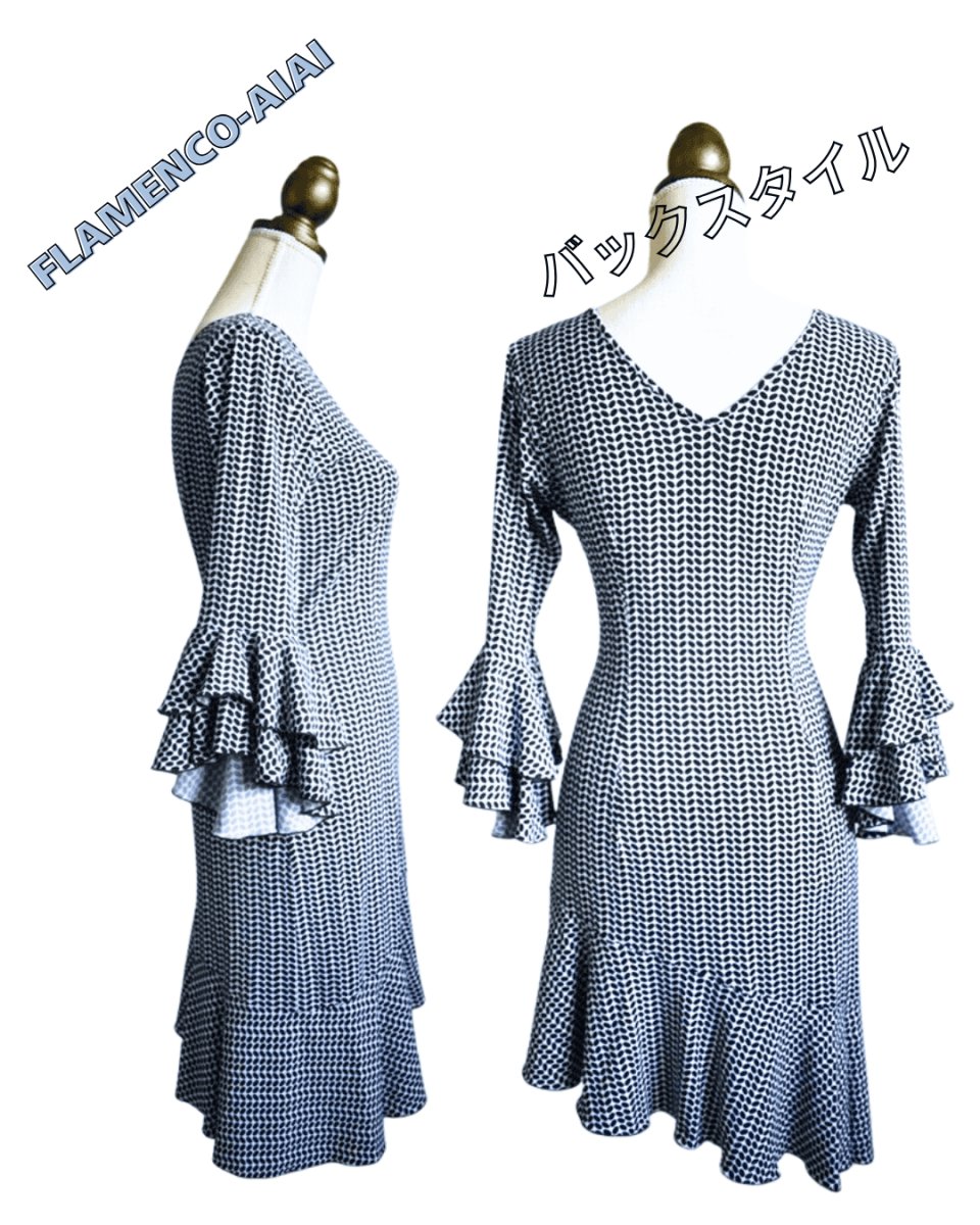 画像3: フラメンコ・チュニック、モノトーン、ミニオーバル柄 (3)