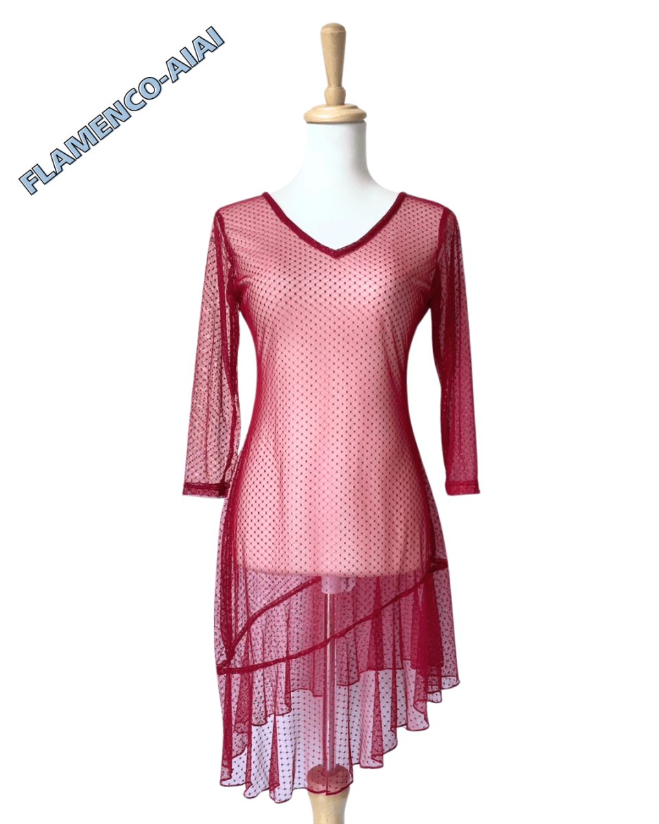 画像2: チュニック、チュールレース、レッド (2)