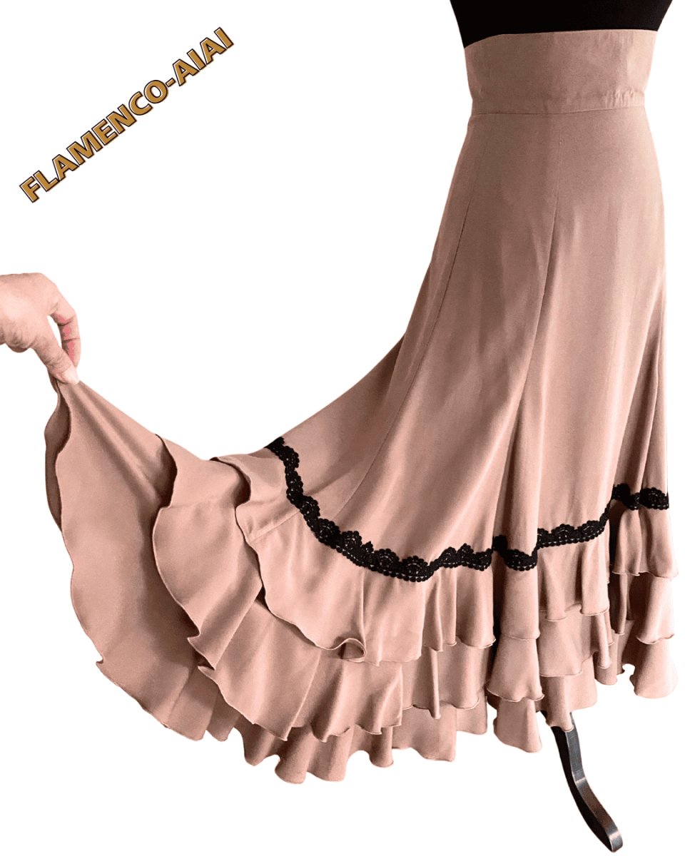 画像3: ファルダ、ハイウエスト、ベージュ×ブラックtape (3)