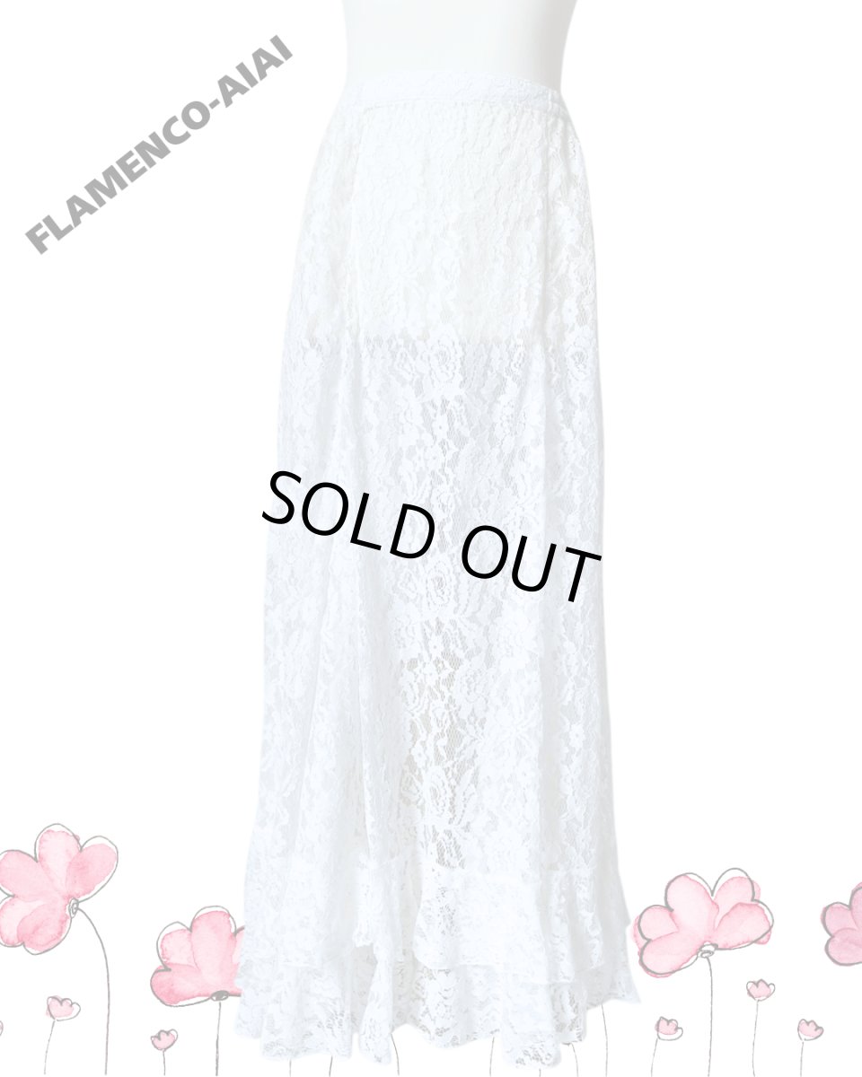 画像2: 在庫一掃SALE●ペチコート、総レース、2段フリル、W66cm 丈：92cm (2)