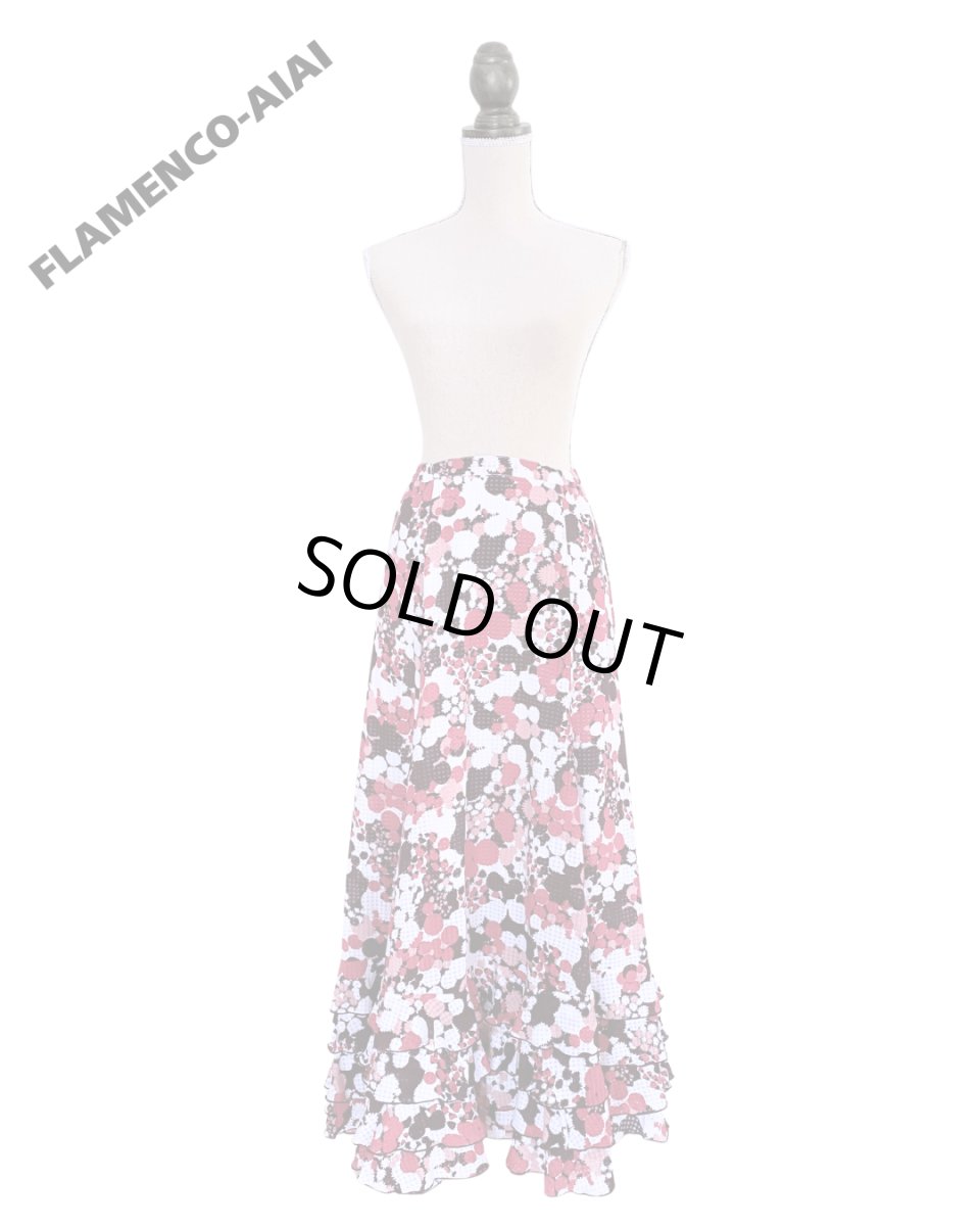 画像1: フリル4段、ジョーゼット生地、ピンクフラワー🌸 (1)