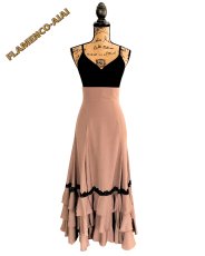 画像2: ファルダ、ハイウエスト、ベージュ×ブラックtape (2)