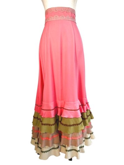 画像1: 《即納品》ファルダ、4段フリル、後ろ山型フリル、コーラルピンク