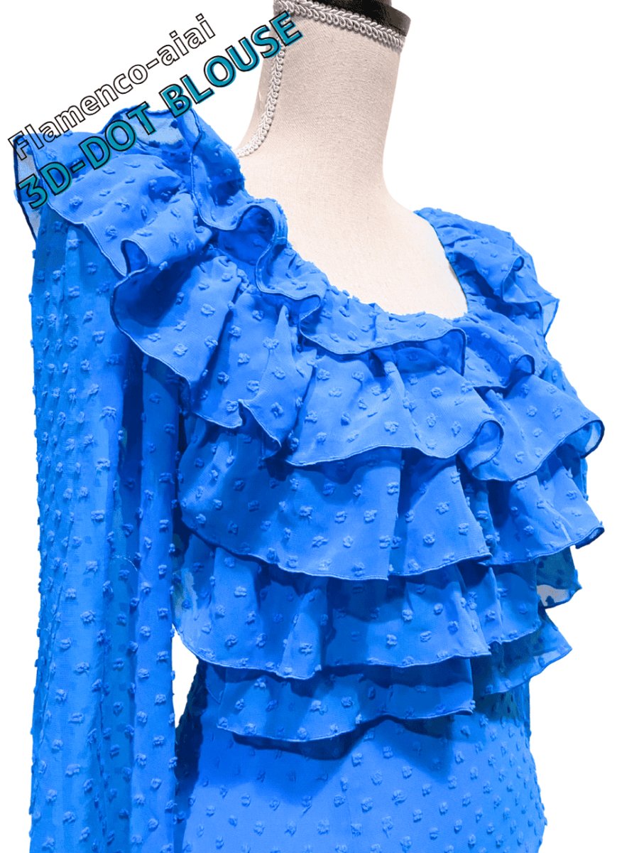 画像2: 既製品SALE-立体水玉、フロントフリル、ブルー (2)