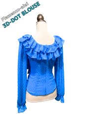 画像4: 既製品SALE-立体水玉、フロントフリル、ブルー (4)