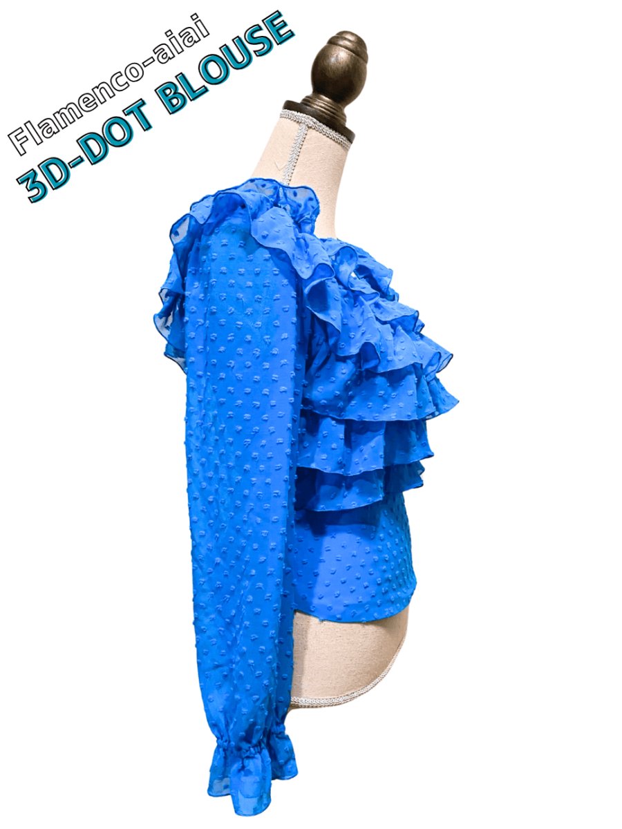 画像3: 既製品SALE-立体水玉、フロントフリル、ブルー (3)