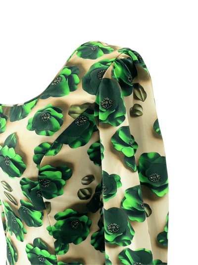 画像1: ブラウス、フラワー、グリーン