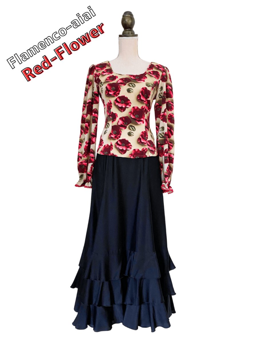 画像1: ブラウス、フラワー、レッド (1)