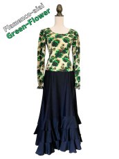 画像1: ブラウス、フラワー、グリーン (1)