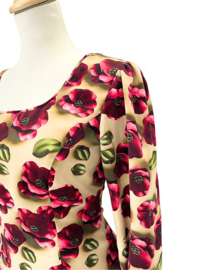 画像1: ブラウス、フラワー、レッド