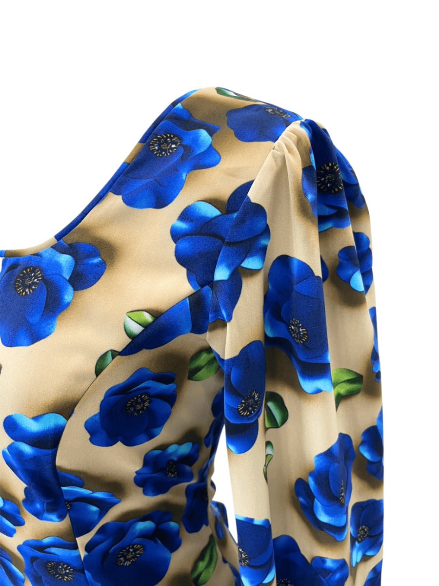 画像2: ブラウス、フラワー、ブルー (2)