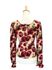 画像2: ブラウス、フラワー、レッド (2)