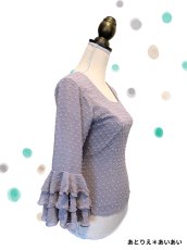 画像3: 《即納品》ブラウス、立体水玉、グレー (3)