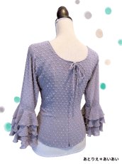 画像5: 《即納品》ブラウス、立体水玉、グレー (5)