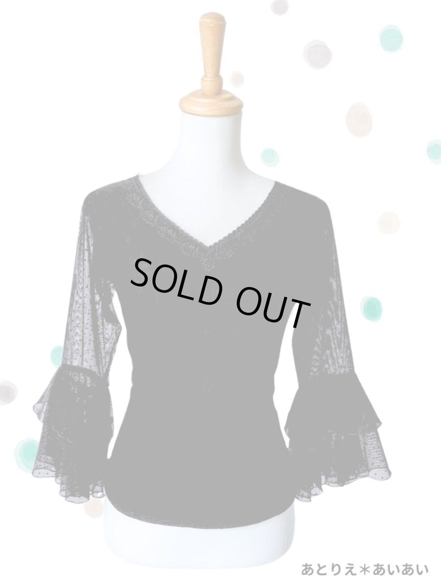 画像2: チュールレース、ブラック (2)