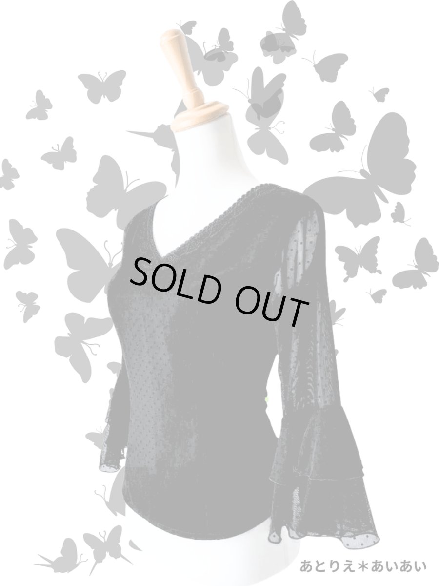 画像1: チュールレース、ブラック (1)