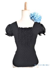 画像1: 在庫一掃SALE_ブラック、スクエア襟がかわいいBlouse (1)