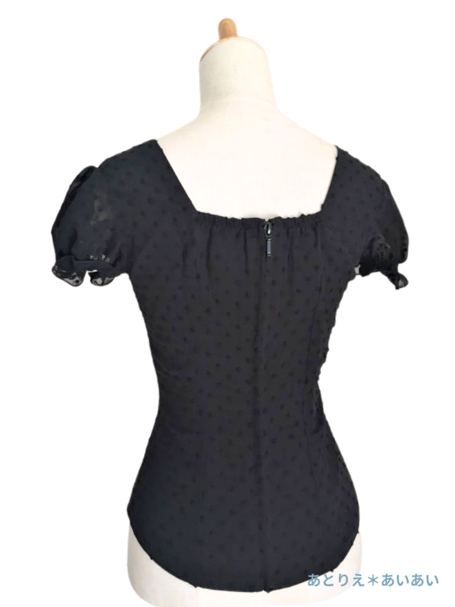 画像5: 在庫一掃SALE_ブラック、スクエア襟がかわいいBlouse (5)